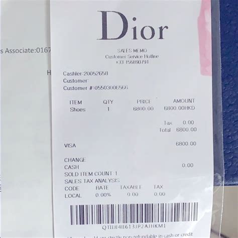 dior receipt|how to return dior items.